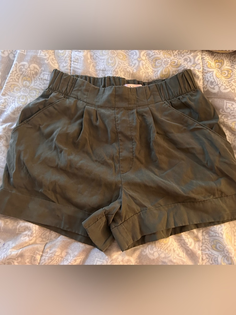Philosophy Olive Green Relaxed High-Waist Shorts